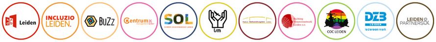 Logo's van de samenwerkende partners binnen Samen Leiden